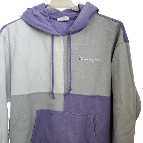 Y2K Champion Uo Exclusive Men's Large Purple Colorblock Hoodie Sweatshirt - Picture 13 of 16